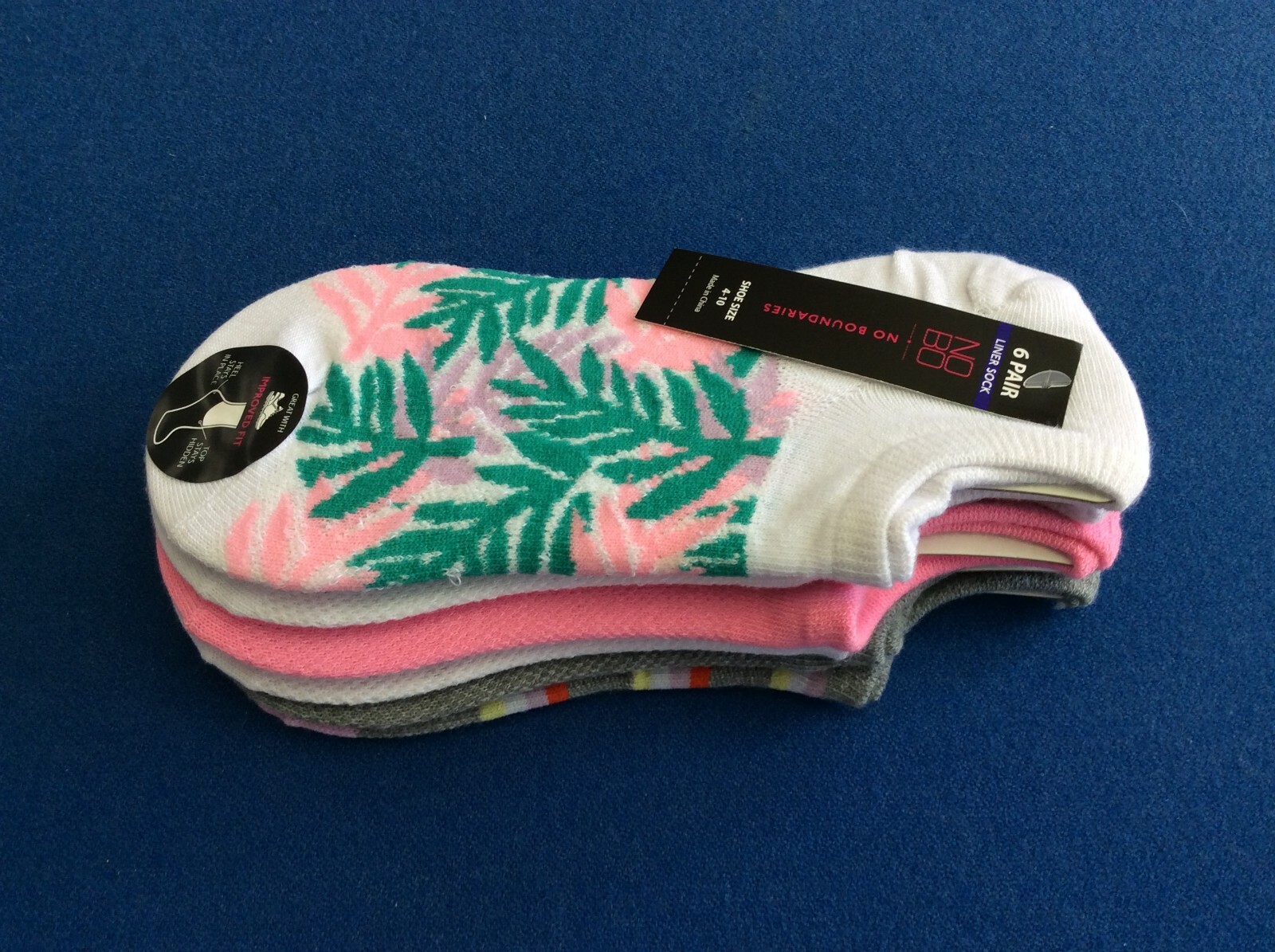 Women’s NOBO liner socks, in various styles and colors, Size 4-10, 6 pair