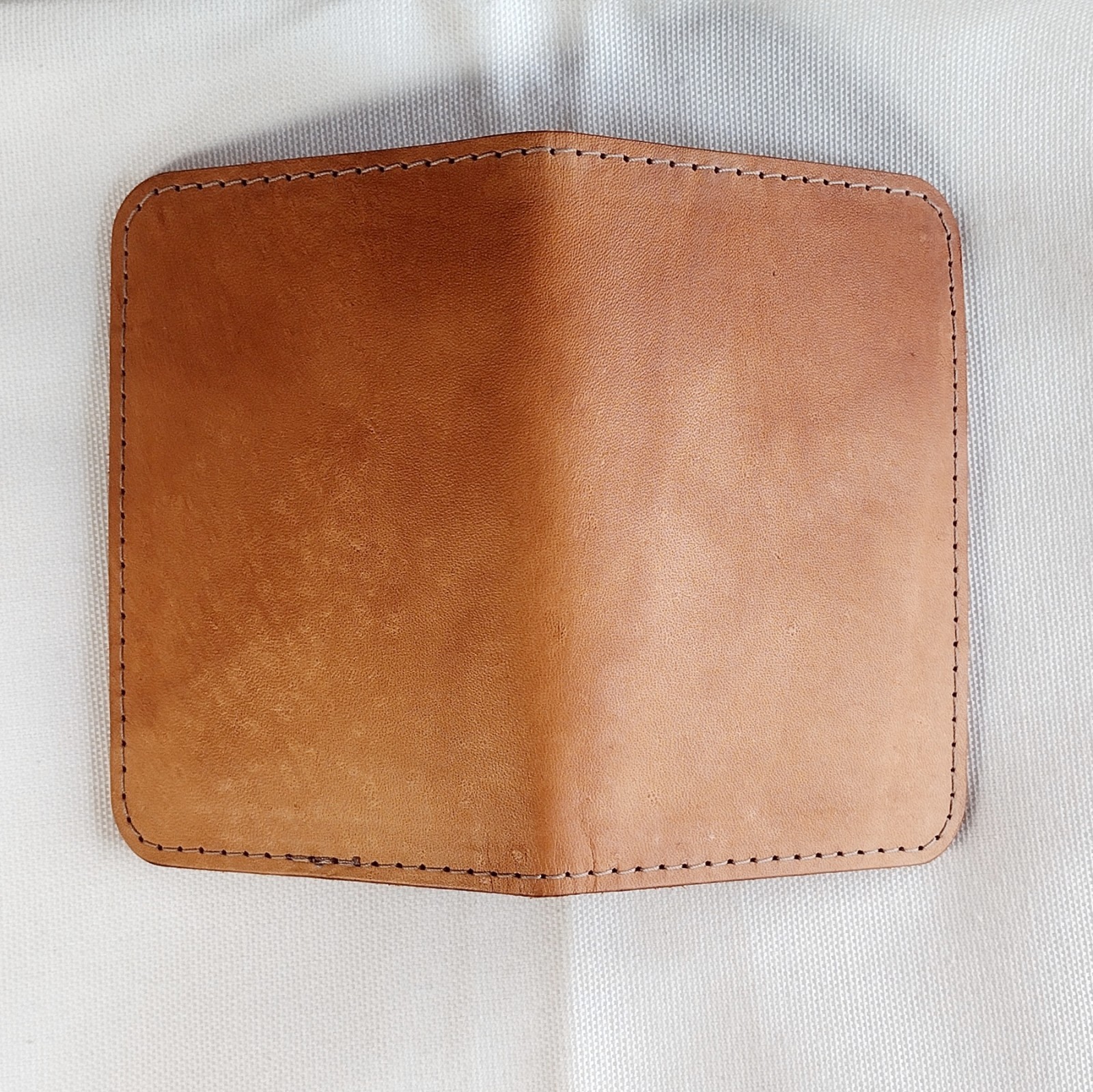 handmade 100% real leather wallet aged natural veg tan vertical bifold