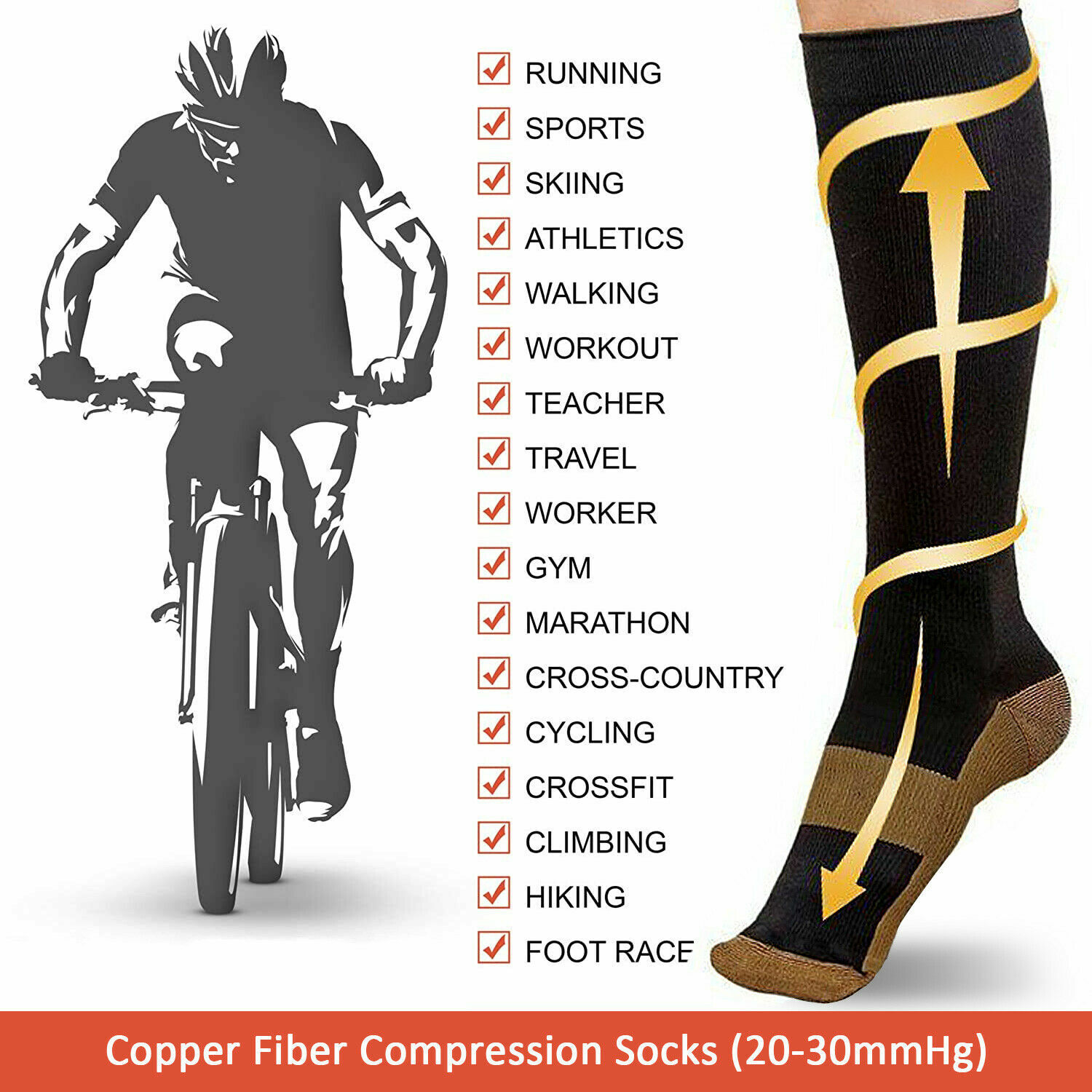 4Pairs Men Women Compression Socks Stockings Pain Relief Leg Foot Support Brace