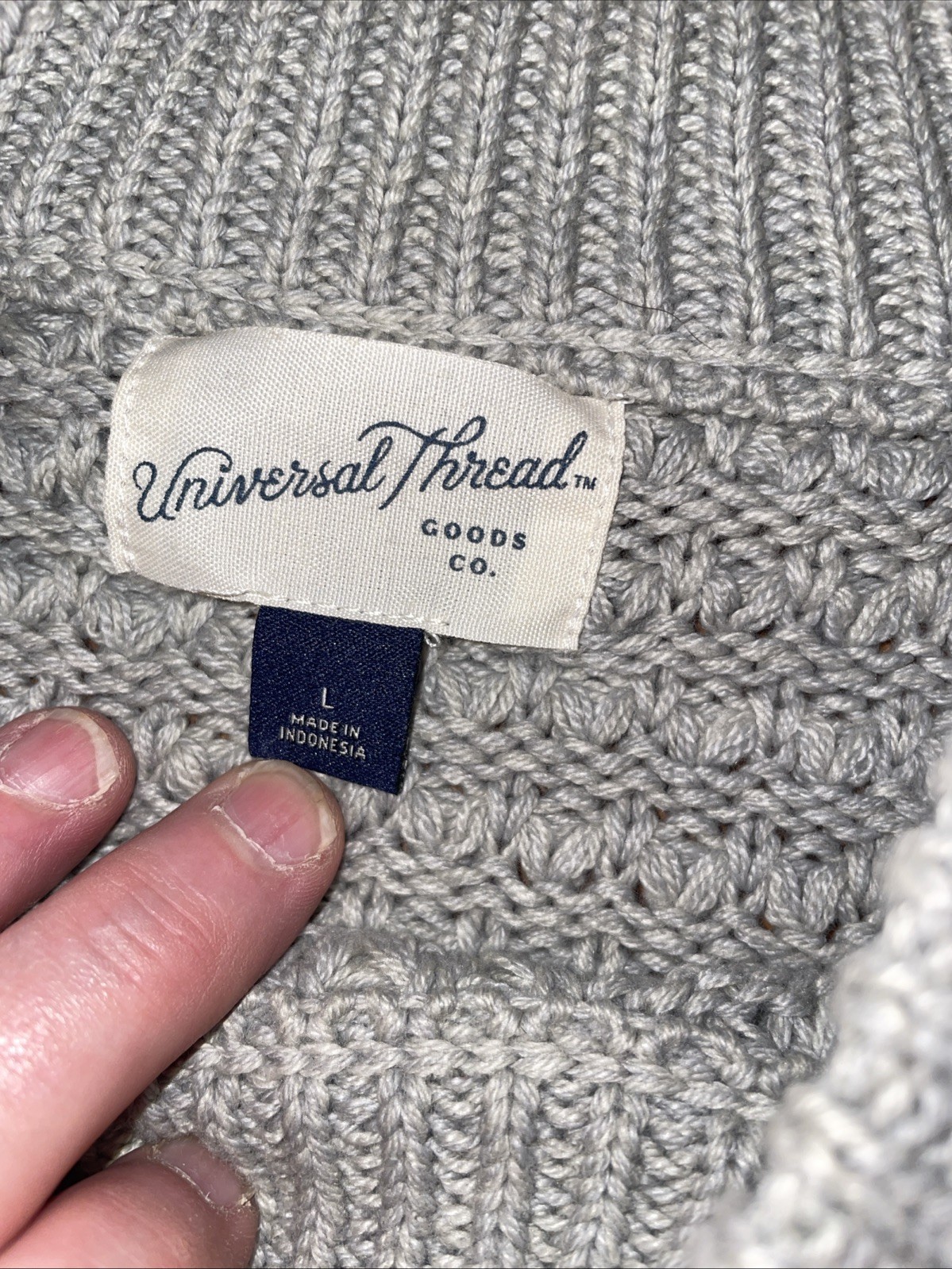 Universal Thread Cotton Acrylic Blend Gray Sweater Size Large Cottage Core