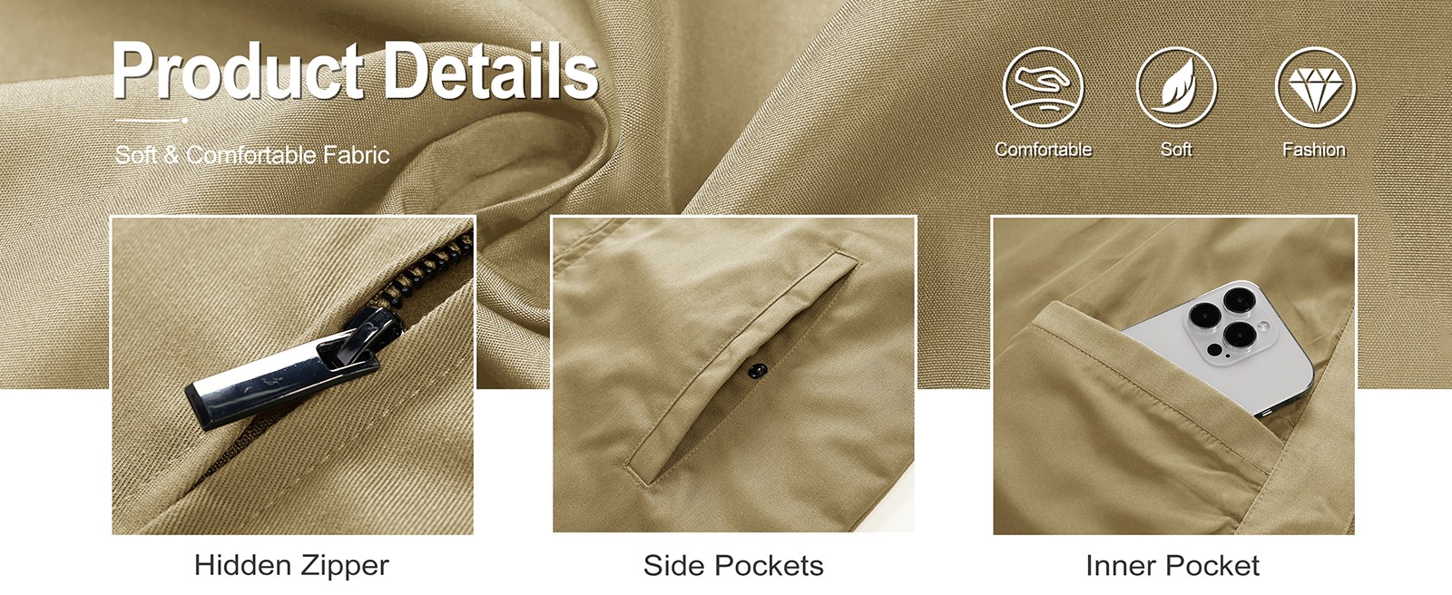 Mens Lightweight Jackets Cotton Windbreaker Turndown Collar Business Casual Work