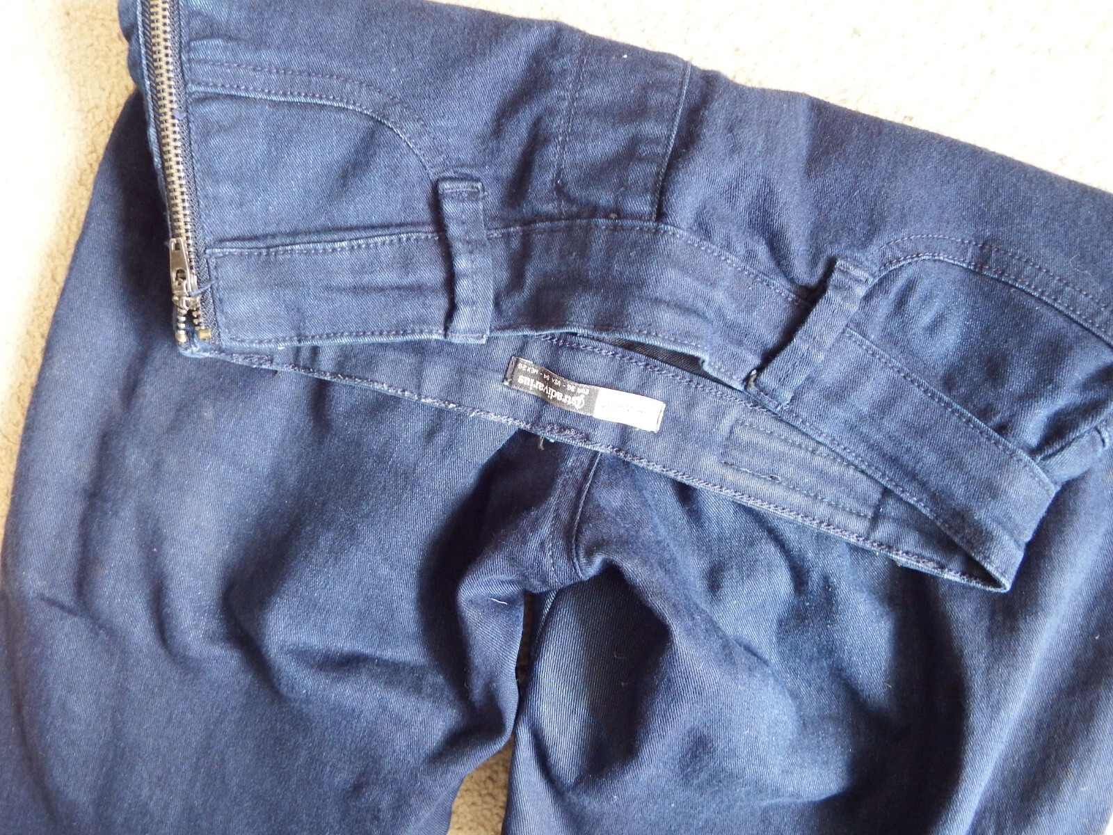 Stradivarius Dark Blue High Waist Stretch Side Zip Denim Jeans Size Eur 36