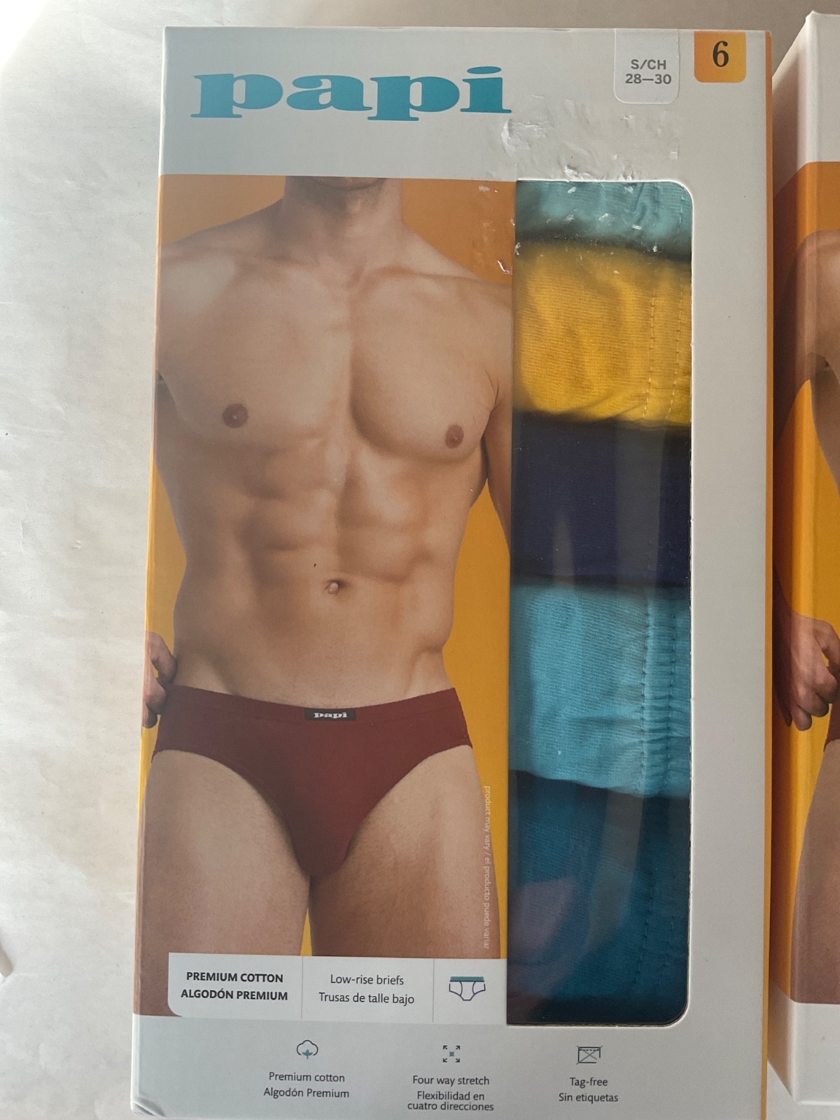 Papi 6 Pack Low Rise Soft Premium Cotton Briefs New Blue Orange Yellow