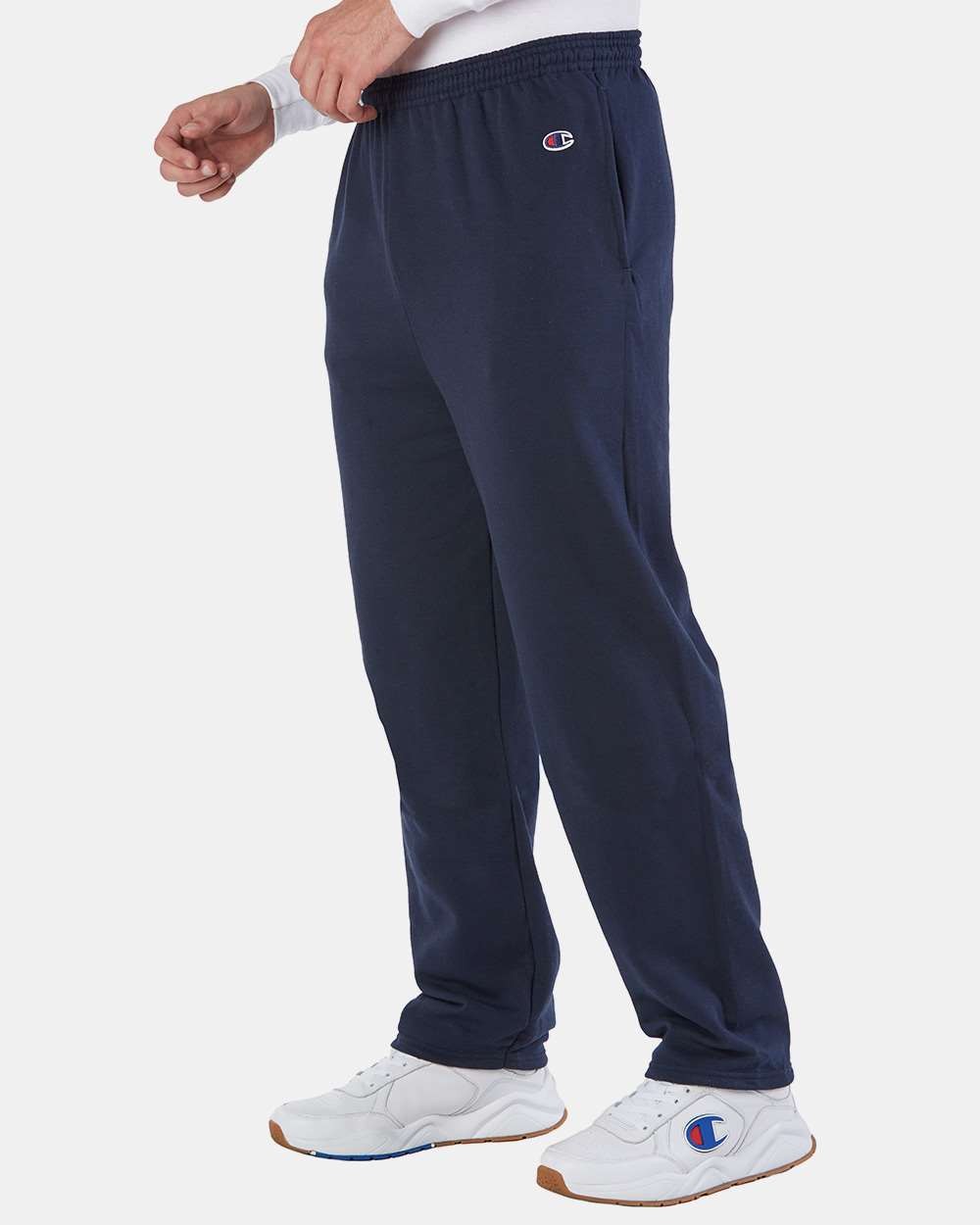 🔥 Champion Men’s Powerblend Open-Bottom Sweatpants with Pockets P800 Navy Med