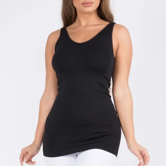 Yelete Black V or U Neckline Reversible Seamless Tank