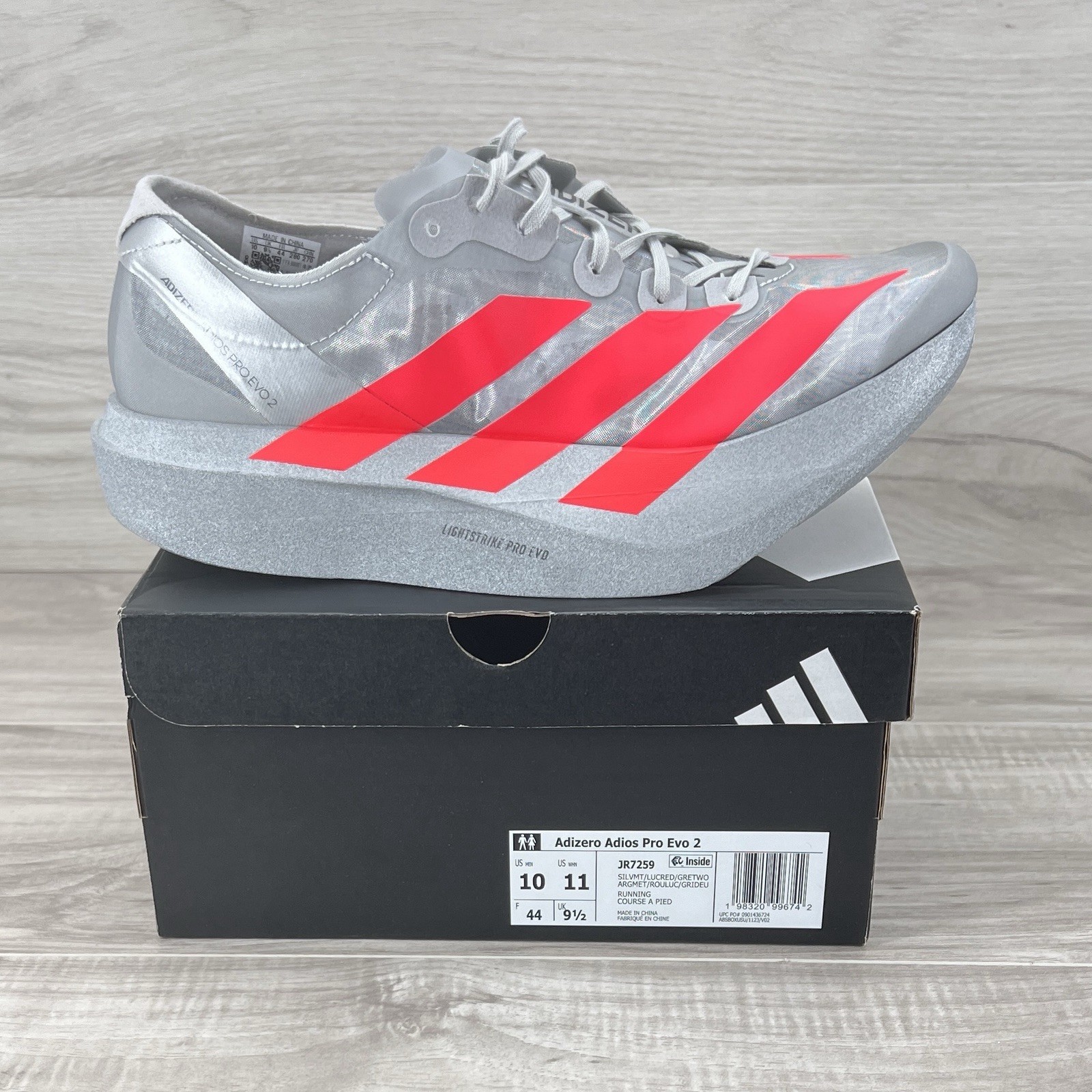 Size 10 – adidas Adizero Adios Pro Evo 2 Silver JR7259 Brand New DS