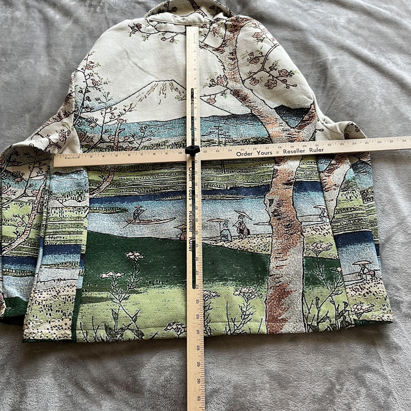 Rebel Vengeance Jacket Mens Medium Multicolor Landscape Tapestry Bomber Scenic