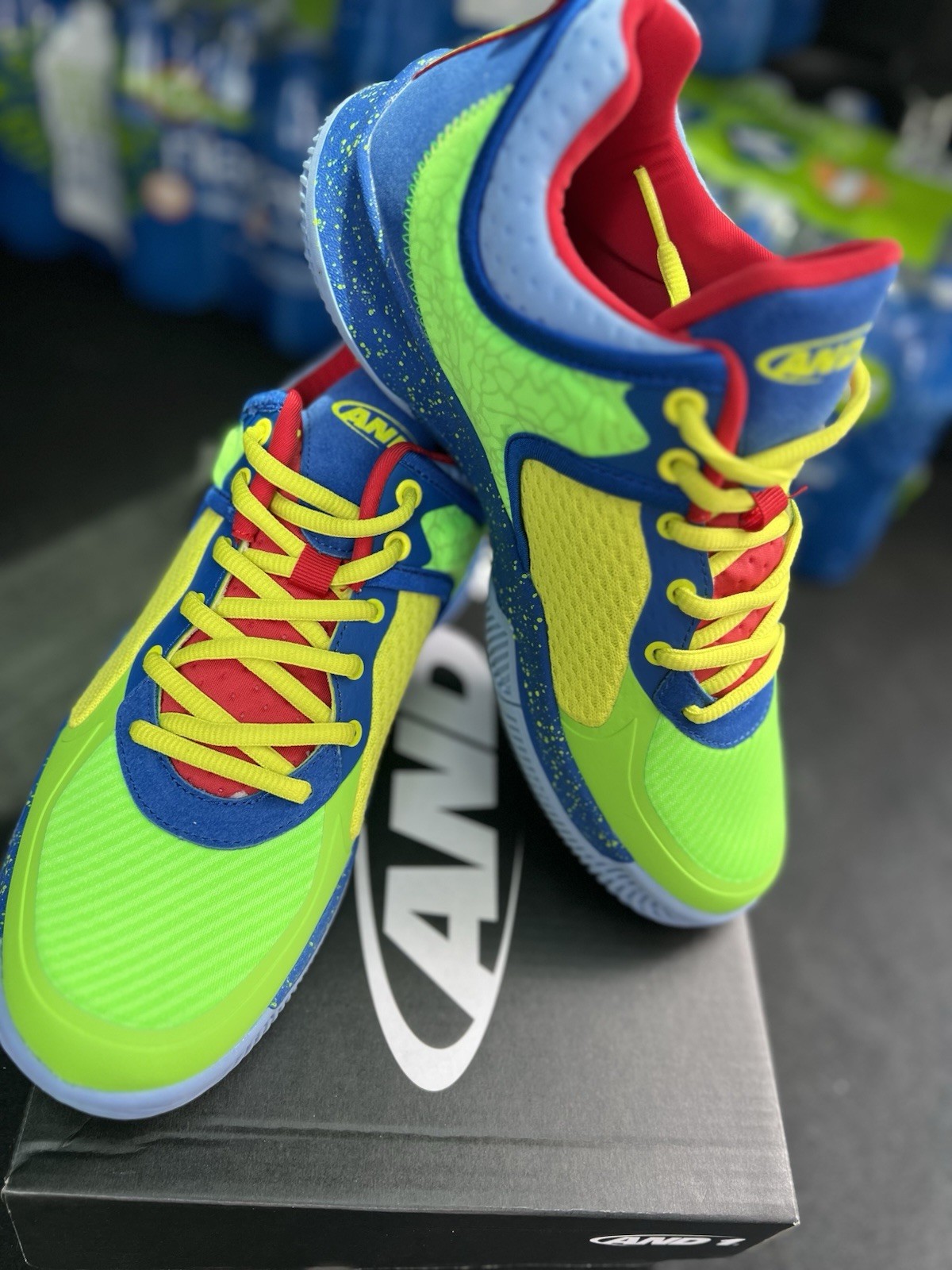 AND1 Delta TPR Green Blue Red Low Top Lace Up Athletic Sneakers sz 11