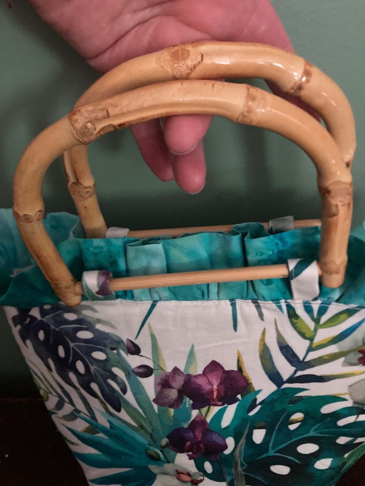 Floral Bamboo Handle Tote Bag With Tropical Print By Sandcastle Designs