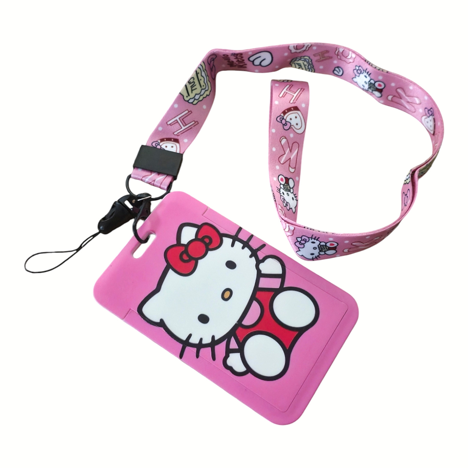 Hello Kitty ID Badge Holder Lanyard Pink Clip Card Holder New Free Ship