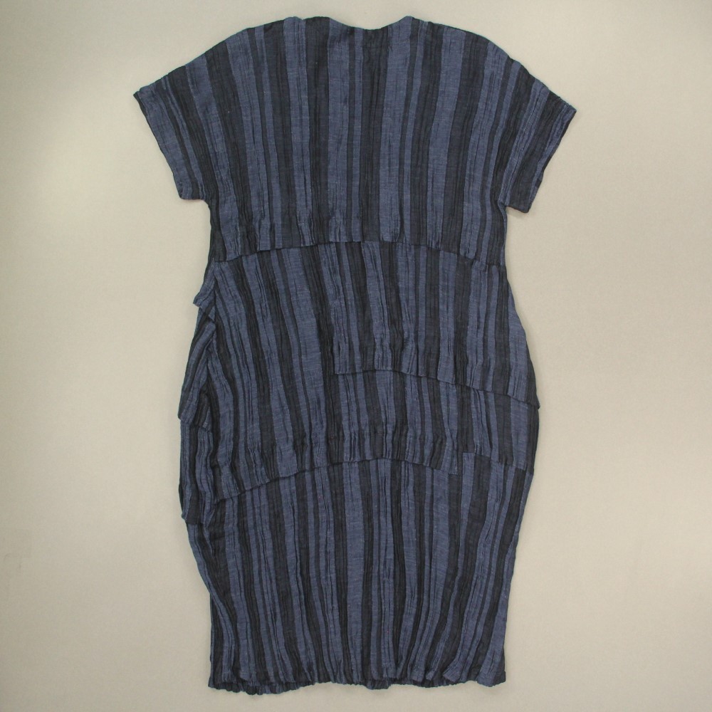 Dress To Kill Women’s Layered Crinkle Dress One Size Fit Most Blue Striped USA