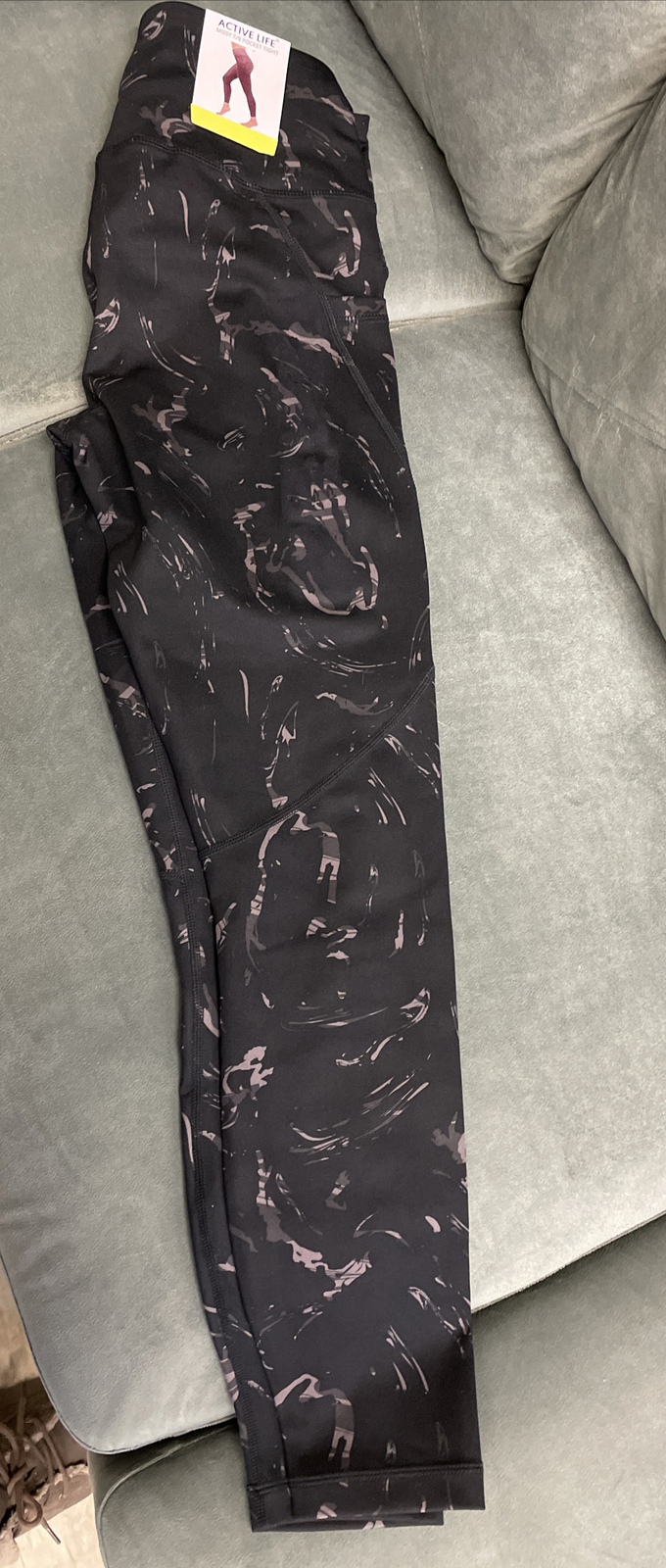 CHOOSE SIZE Active Life Womens Legging Missy 7/8 Pocket Marble Black Brown