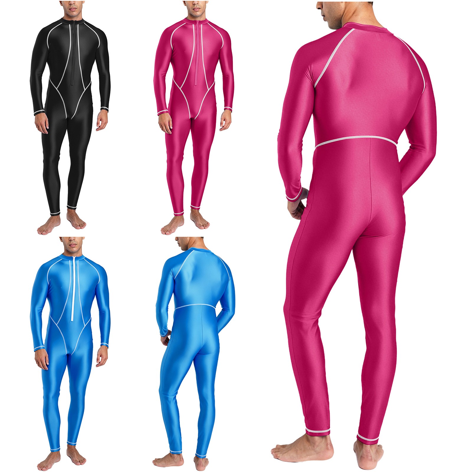 US Men Full-body Rash Guard Bathing Suit Long Sleeves Jumpsuit Swimwear Surfing