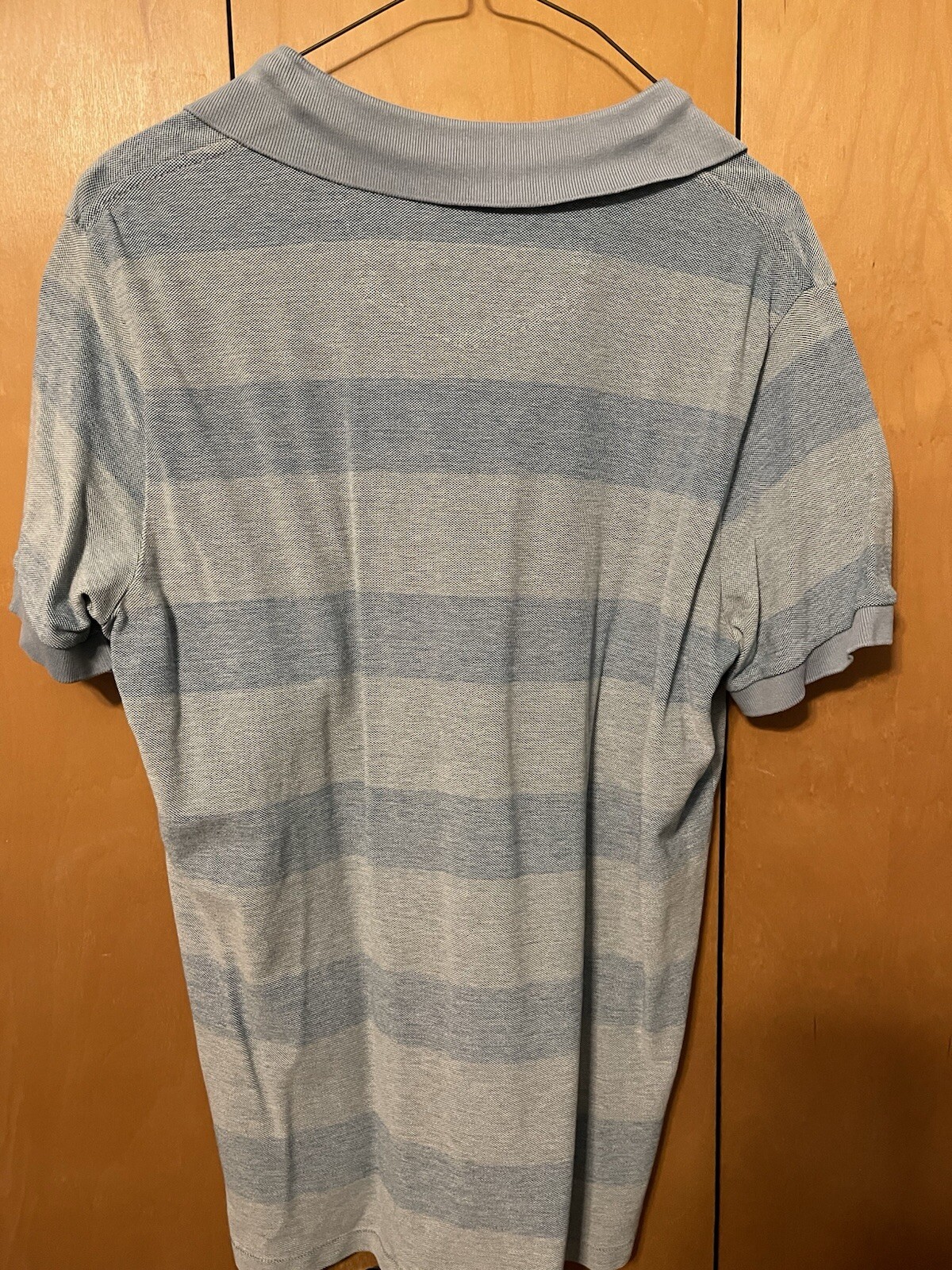 EDDIE BAUER CLASSIC PIQUE COTTON HEATHER LIGHT BLUE GRAY STRIPED POLO MEDIUM MEN
