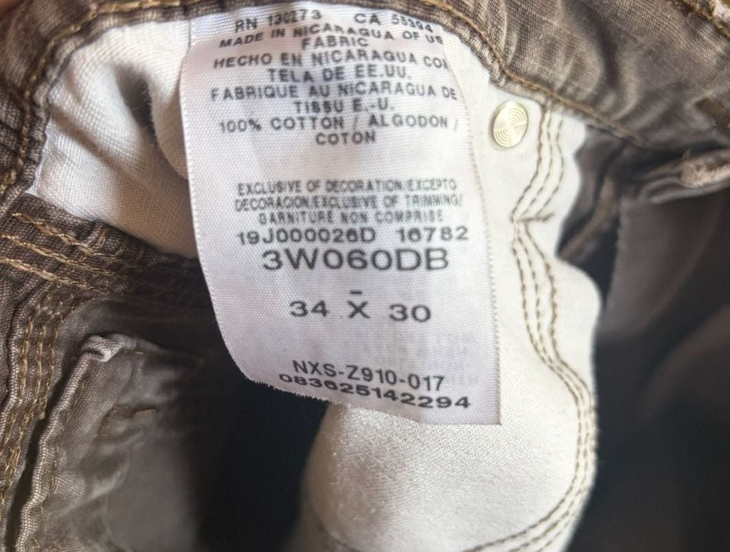 Wrangler RIGGS Workwear Relaxed Fit Ripstop Cargo Carpenter Pants Size 34×30