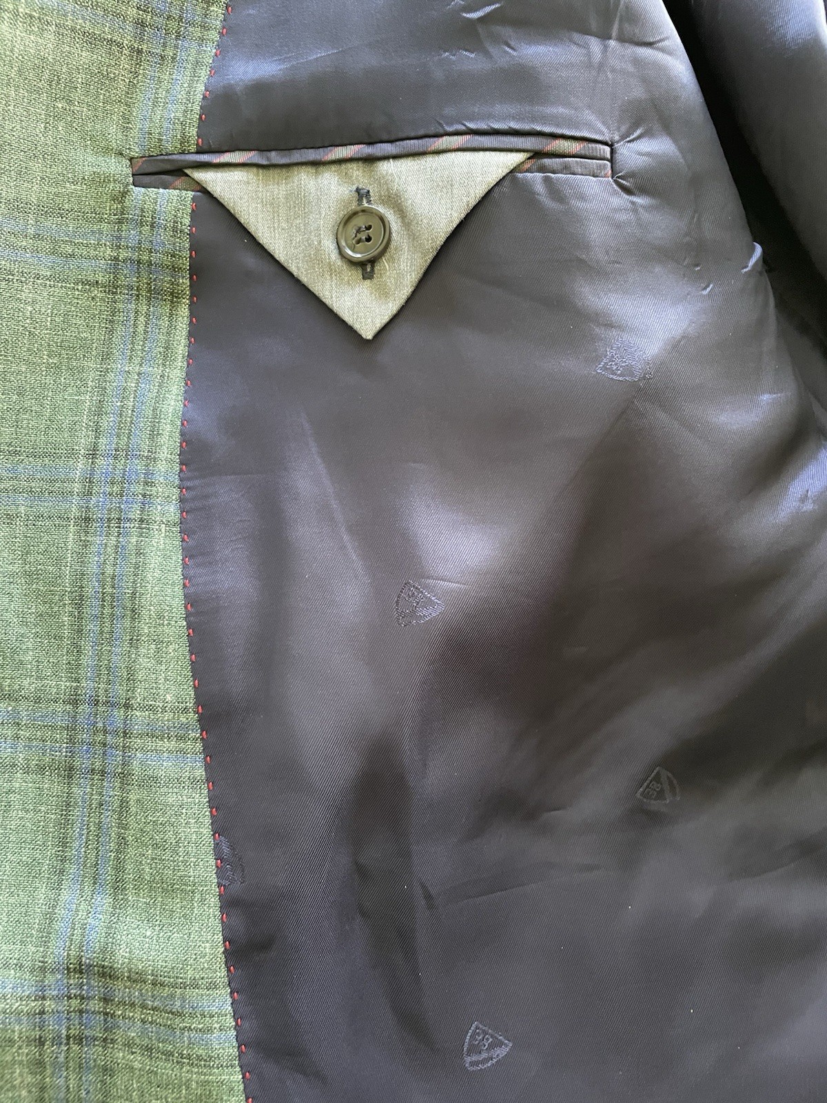 Cremieux Loro Piana Summertime Sport Coat Mens 48R Plaid Green Wool Silk Linen