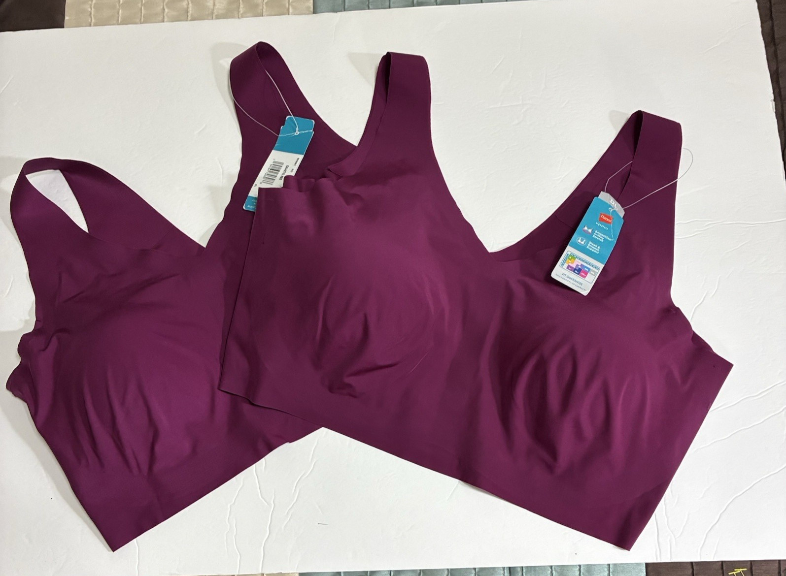 Hanes Signature Comfort SmoothTec Bra 3XL Galatic Red Soft Comfort Set of Two