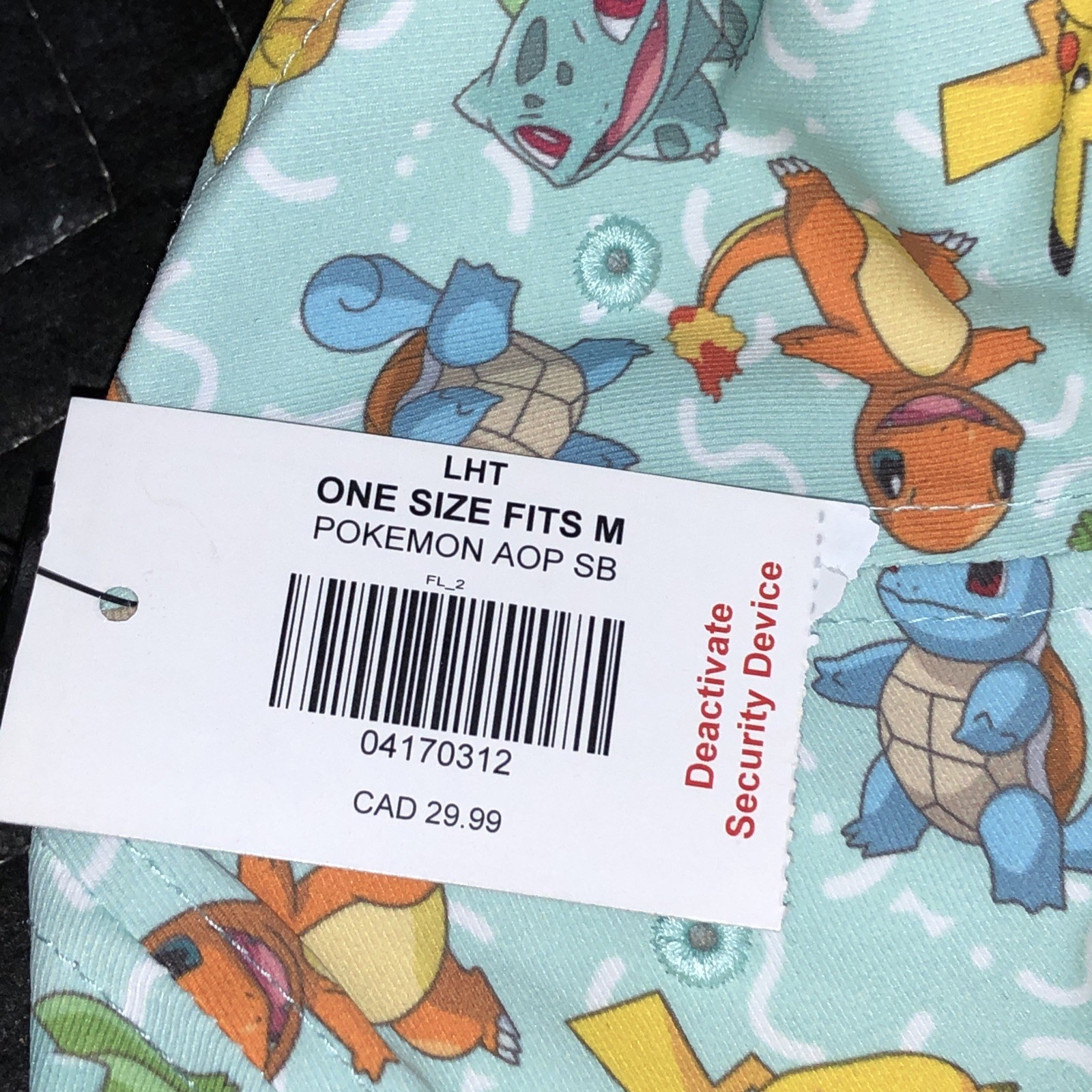 NWT Pokémon All-Over Print Snapback Hat Pikachu Charmander Squirtle Bulbasaur