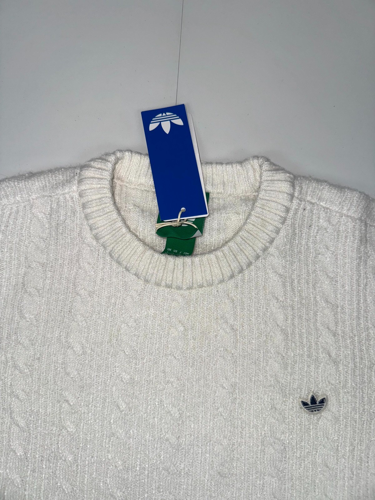 Adidas Originals Cableknit Golf Sweater Men’s Large Chalk White Crewneck JN9740