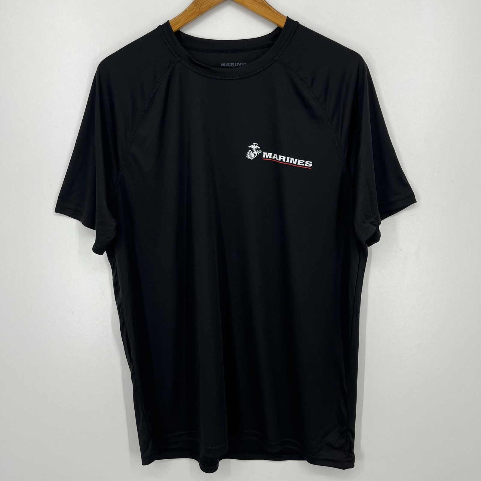 USMC Marines Short Sleeve T-Shirt Men’s Size L Black Moisture Wicking USA NWOT