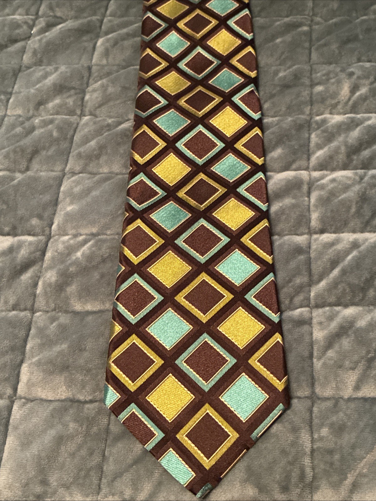 Ted Baker London Blue, Green And Brown Tie Hand Tailored Imported Silk
