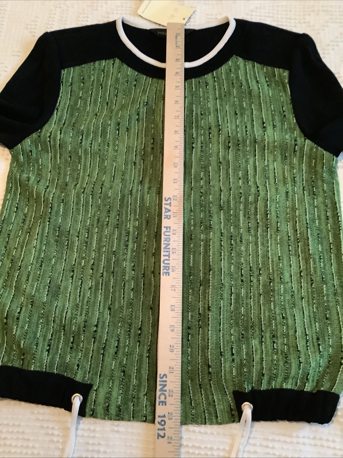 MING WANG Small Green Black Full Zip KNIT JACKET Long Sleeve Elastic NWT