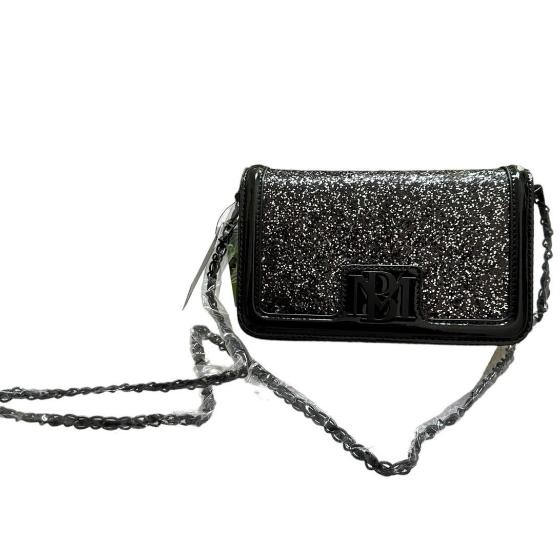 Badgley Mischka black silver glitter small crossbody clutch