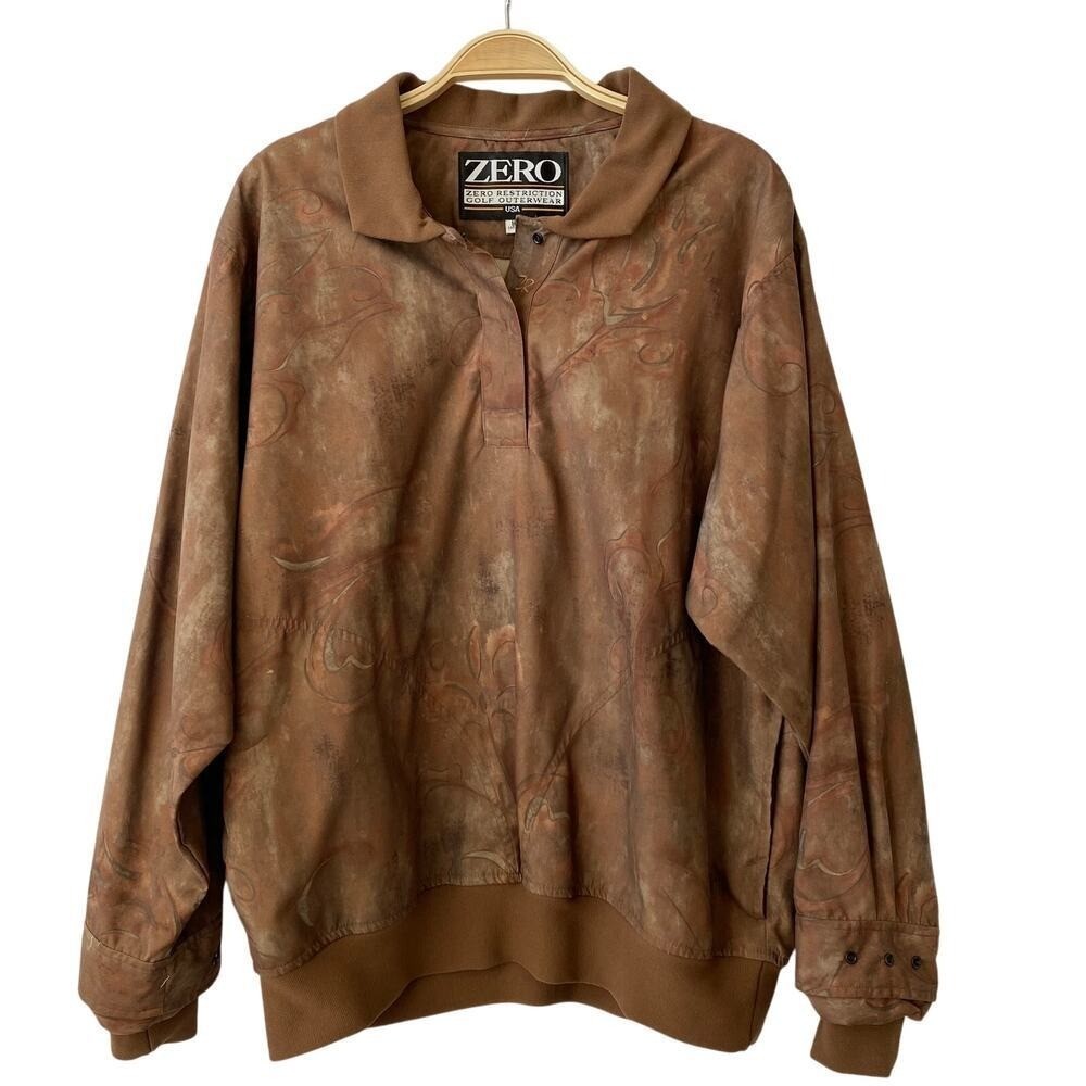 VTG 90s Zero Restriction Womens Golf Jacket M Brown Old Money Outdoor Made InUSA