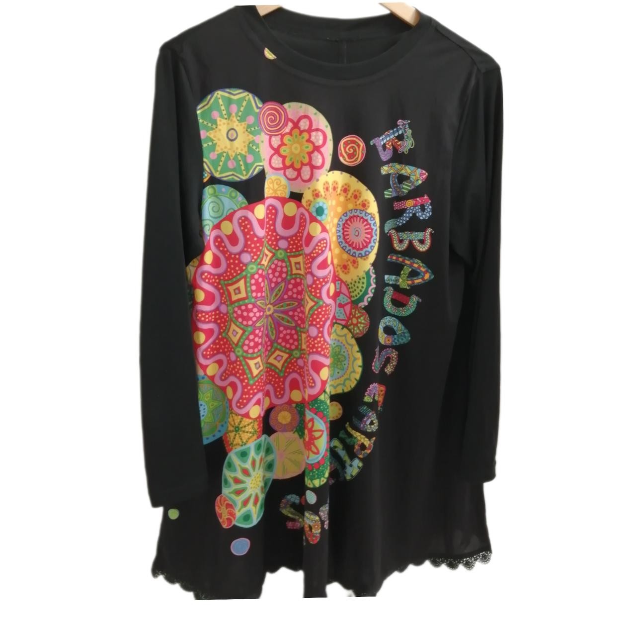 TOKUKO1ER VOL Black Tunic M Top Blouse Shirt Casual 28.7in