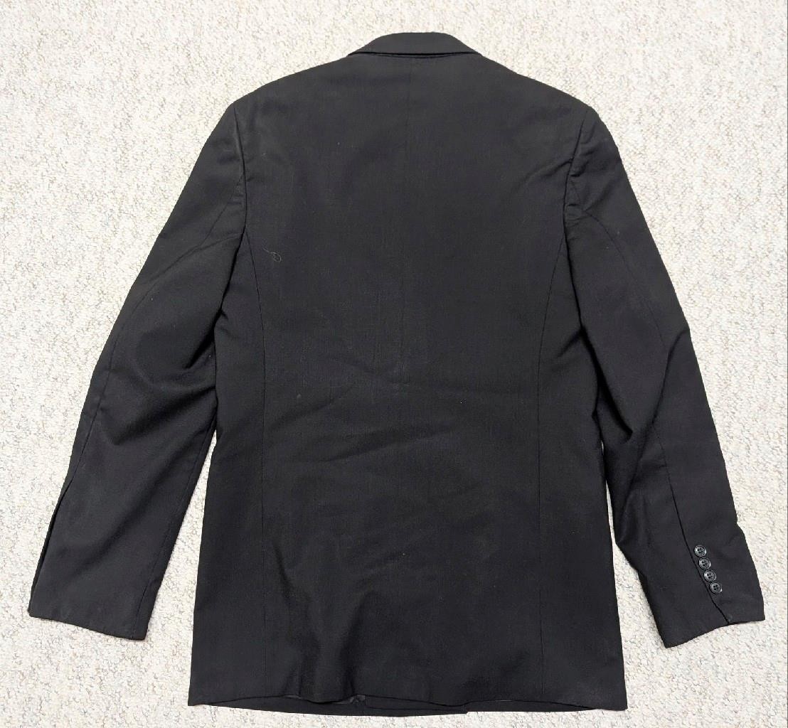 1990s vintage 2PC SUIT double breasted 40L 34×34 black WOOL lightweight