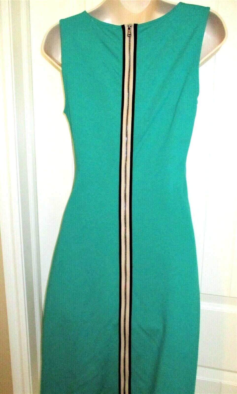Kenneth Cole, Green, Ruched Bodycon Dress, Jewel Neck, Rayon/Nylon/Span, 4