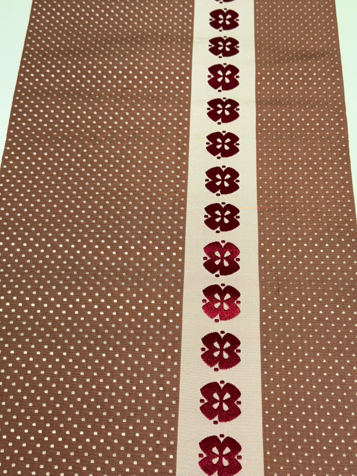 Japanese Vintage Kimono BOLT FABRIC cloth Silk brown Cut Sales 35.4×11.4in