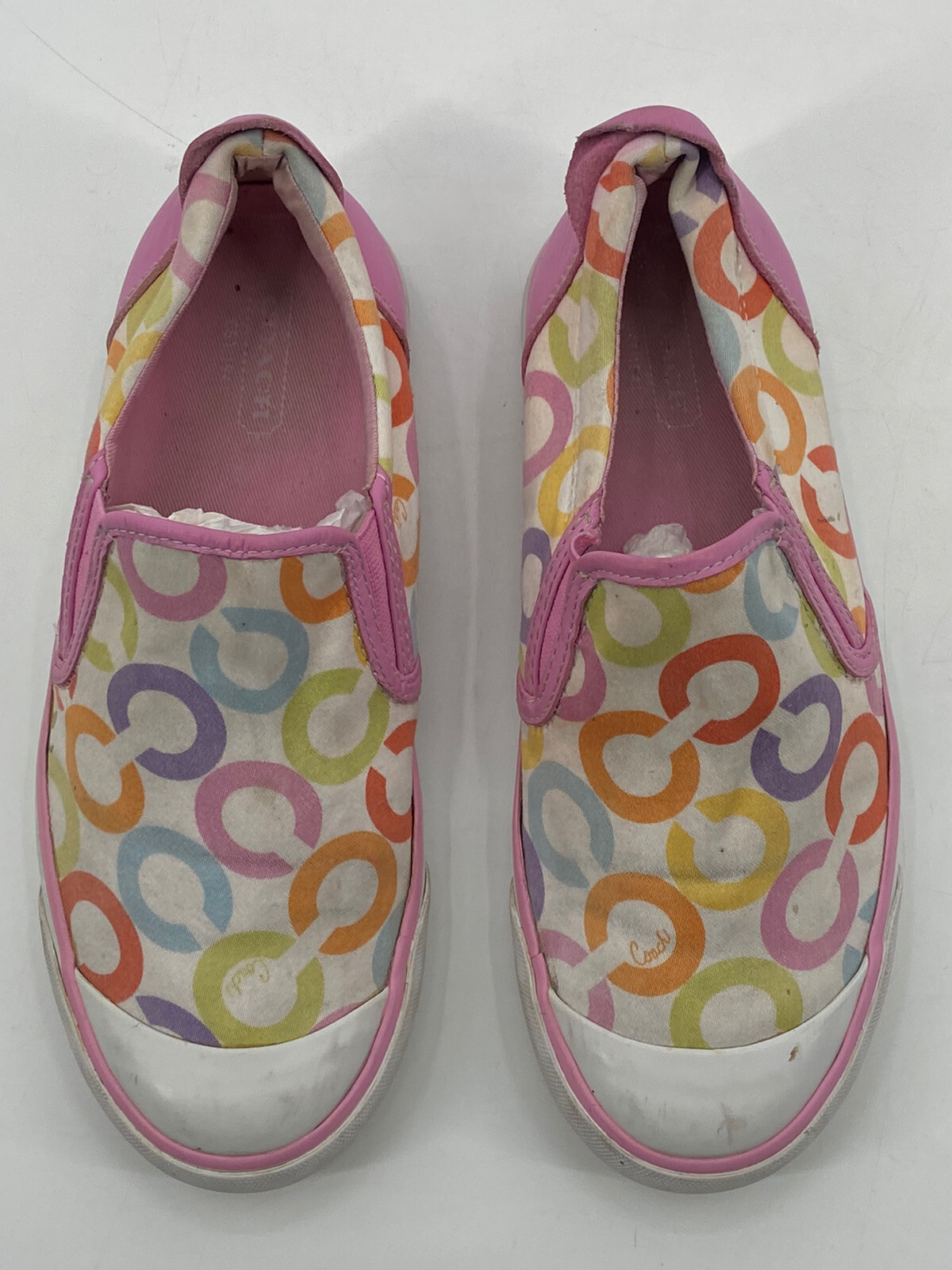 Coach Beale Pink Multicolor C Logo Monogram Slip On Sneaker Women’s Size 5B