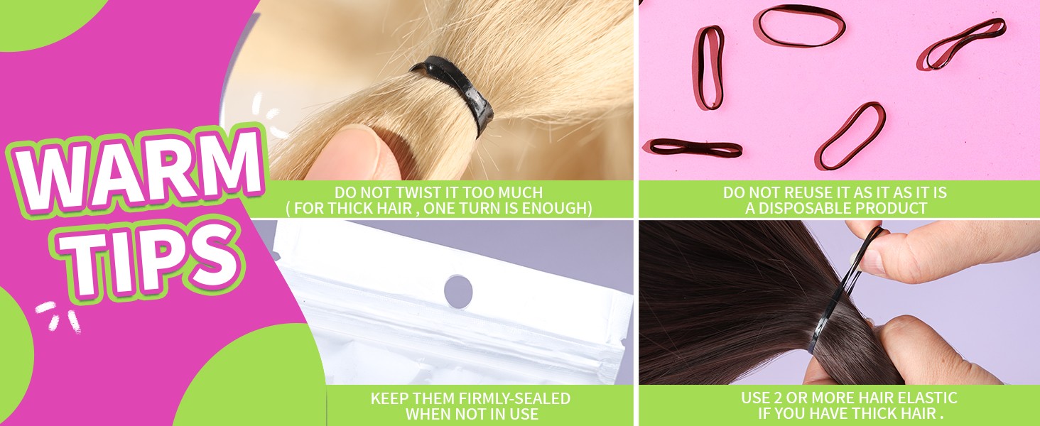 Black Elastics Ties, 300pcs Rubber Bands Hair Soft Elastic Bands
