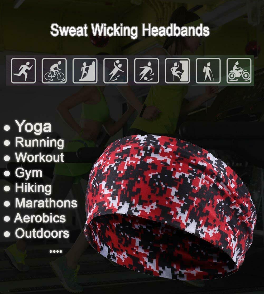 2PACK Stretch Wide Headband Sweatband Head Band Yoga Gym Head Wrap for Women Men