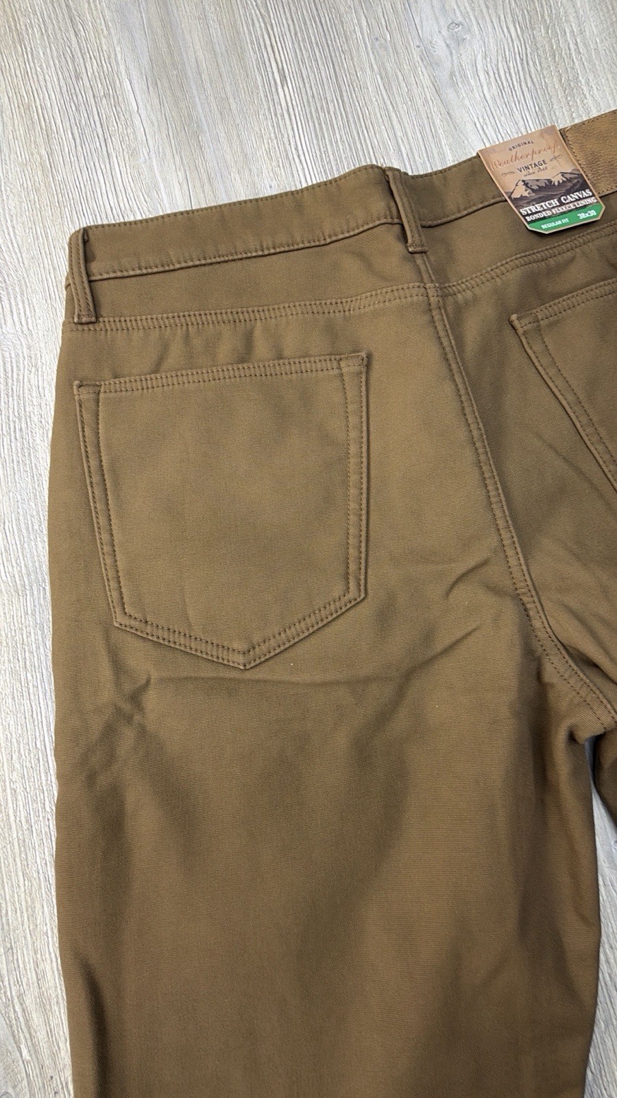 Weatherproof Vintage Sz 38×30 Fleece Lined Stretch Canvas Pant Regular Fit Brown