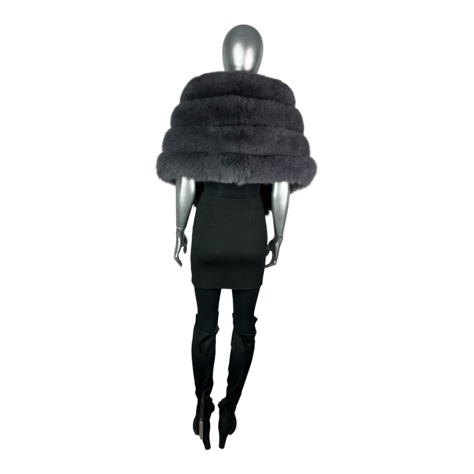 CHARCOAL FOX Stole, Wrap, 70” L, Certified Vintage Fur w/Storage Bag