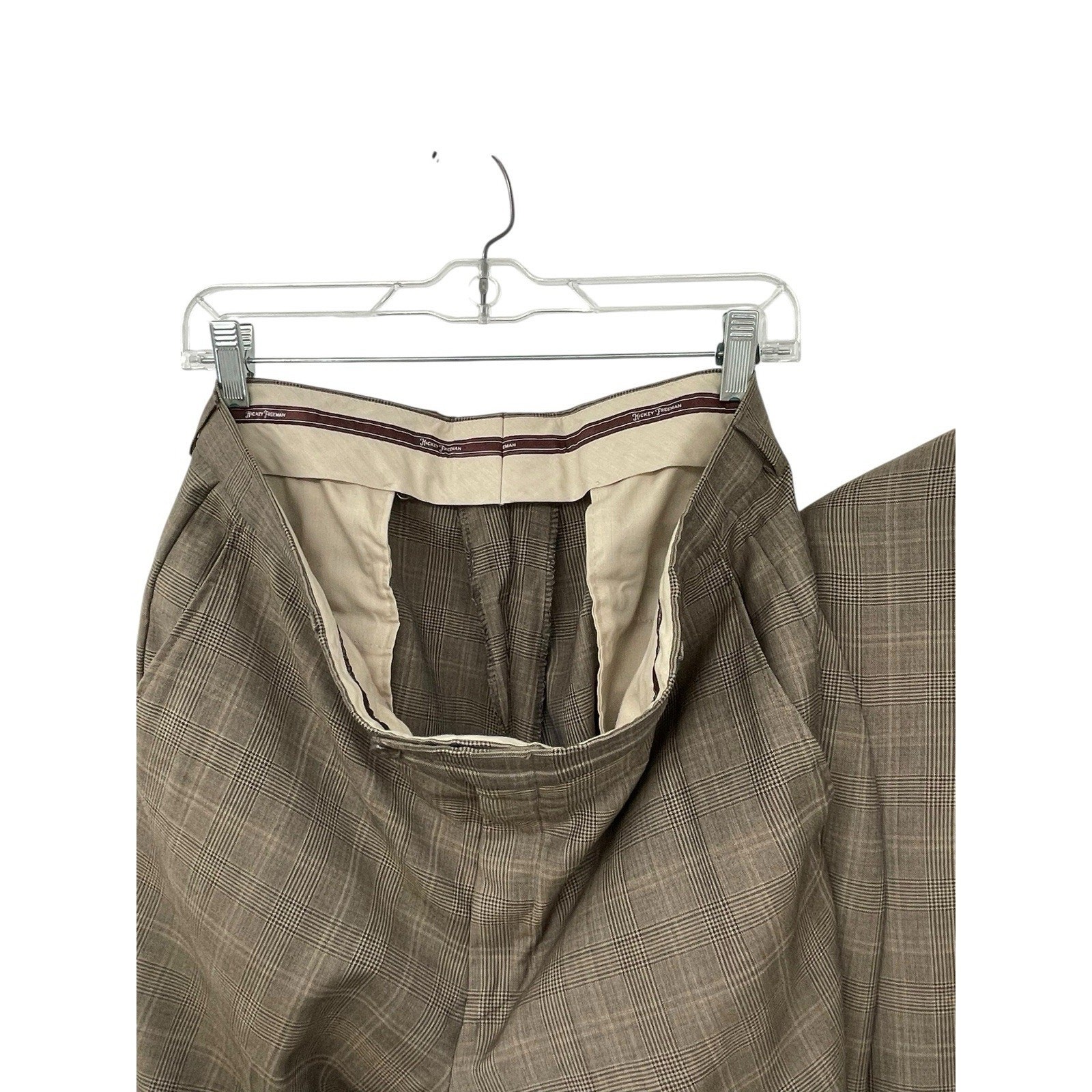 Vintage Hickey Freeman Suit Glen Plaid Worsted Wool Size 40R
