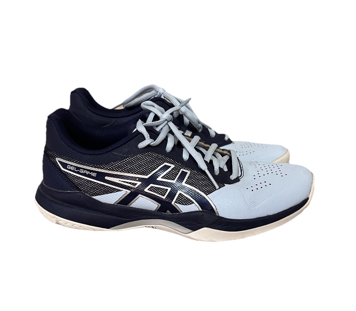 ASICS Gel-Game 7 all-court women dark blue /light blue Pickle Ball Shoes Sz 7.5
