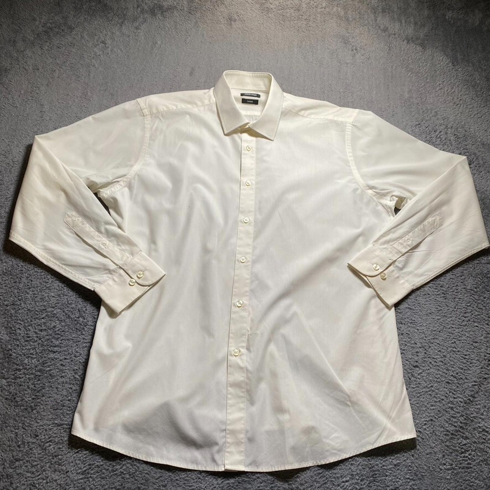 Remus Uomo Shirt Mens White Tapered Long Sleeve Pit to Pit 24in