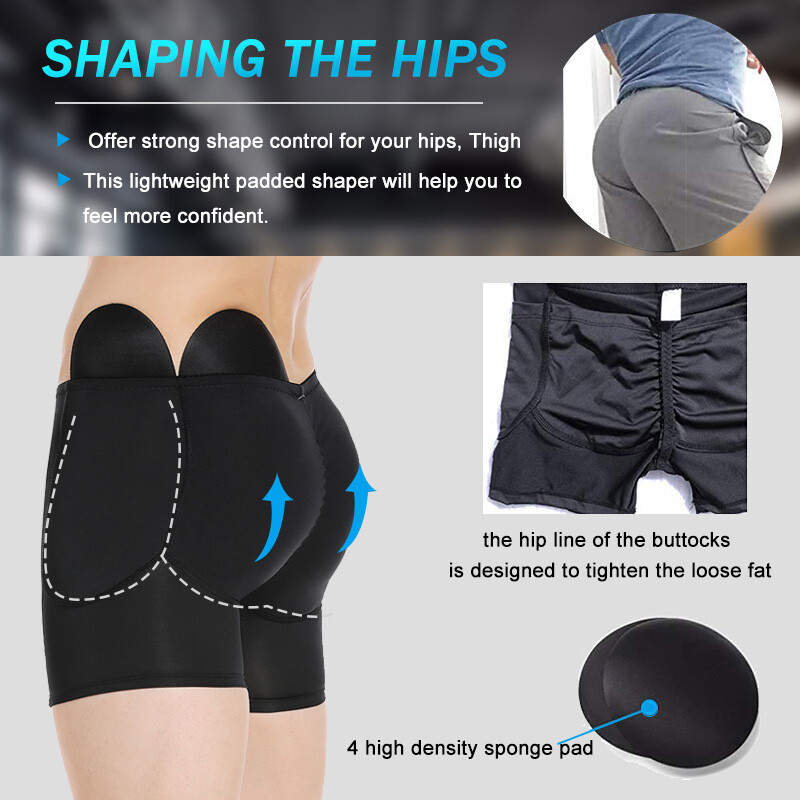 Men Padded Enhancer Underwear Shapewear Butt Lifter Boxer Briefs Panties Shaper
