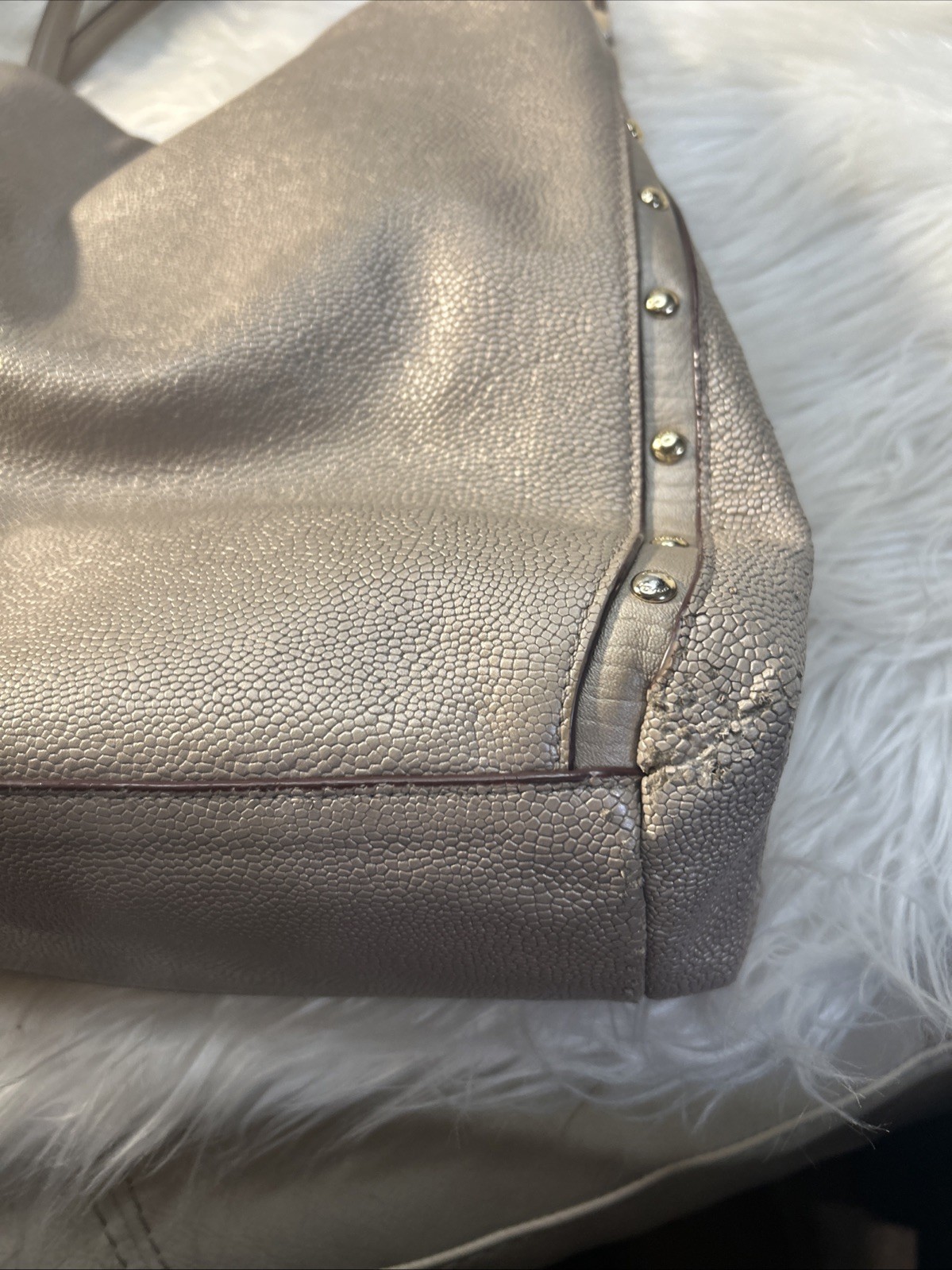 Coach Bag F35211 Phoebe Madison Studded Caviar Ret$495. Metallic Neutrals