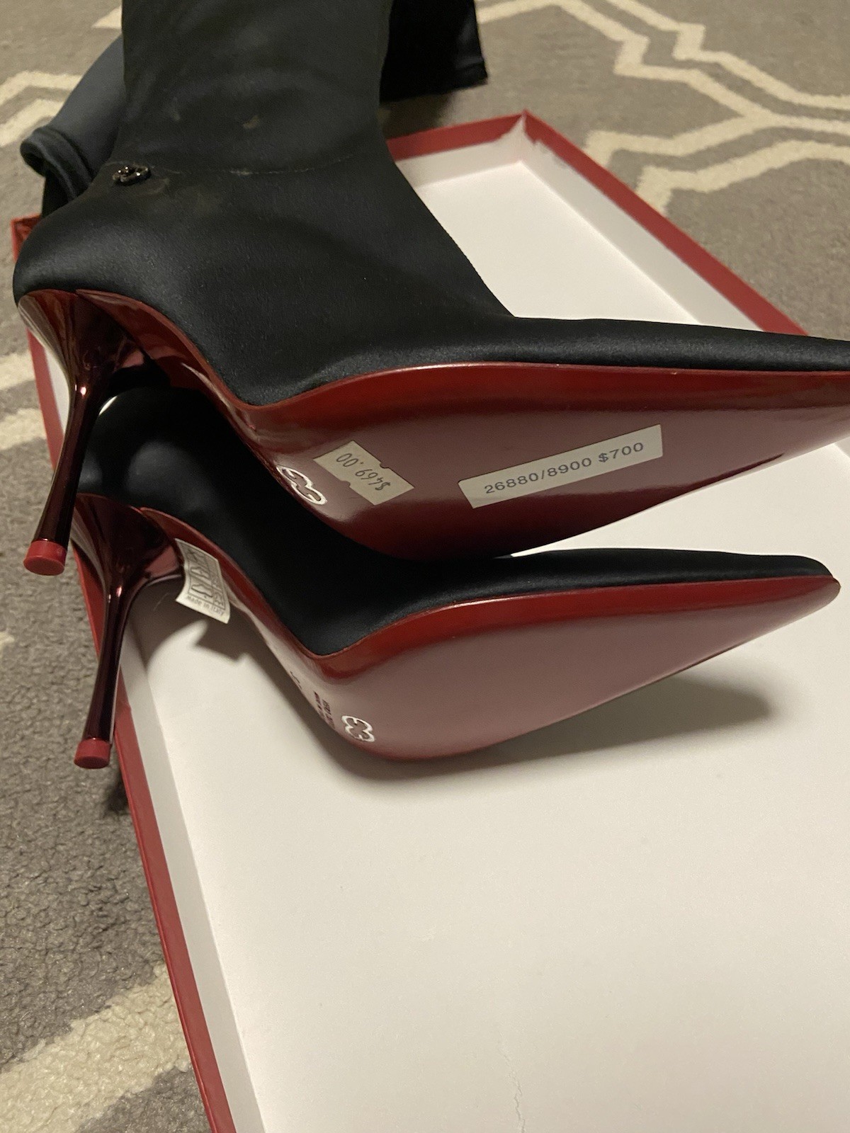 Vintage Escada Black Leather Over KNEE HIGH High Stiletto Boots Size US 7 Eu 37