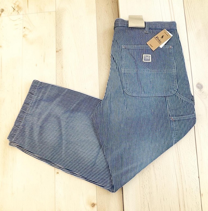 Polo Ralph Lauren Dungaree Carpenter Jeans Hickory Stripe Men’s 36×32 NWT