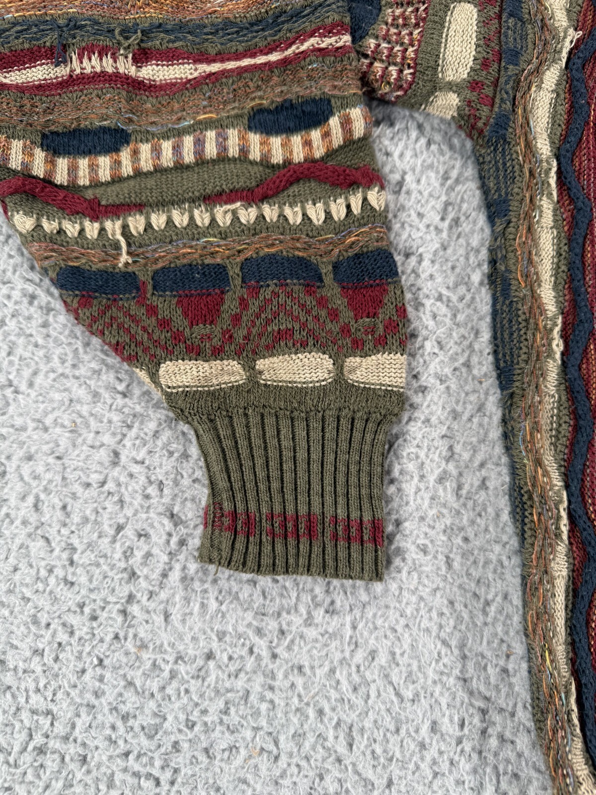 Vintage 80s 90s 3D Thick Texture Cable Abstract Grunge Hip Hop Sweater Small
