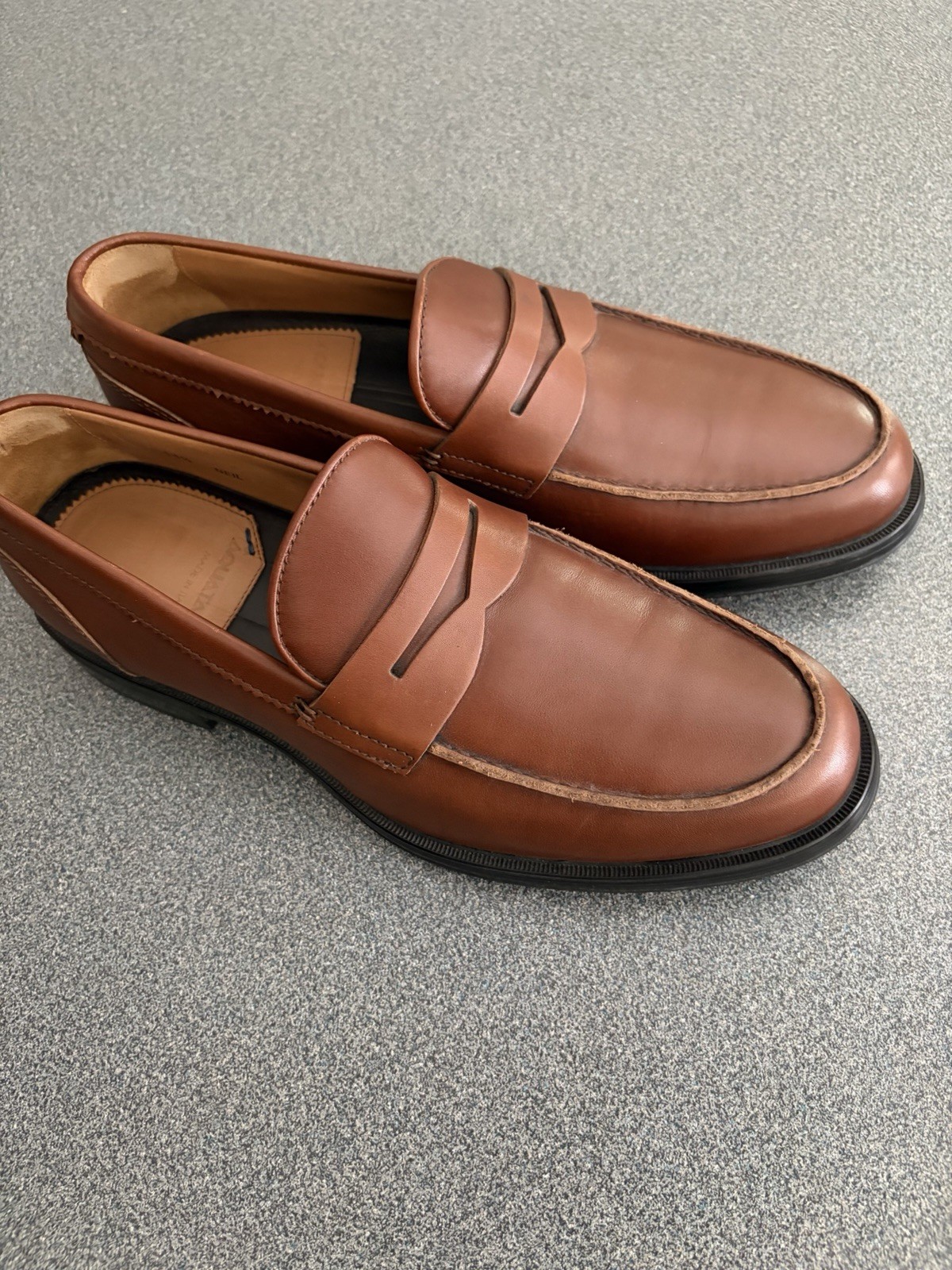 Aquatalia Men Waterproof Calf Leather Cognac Loafers SZ.11.5