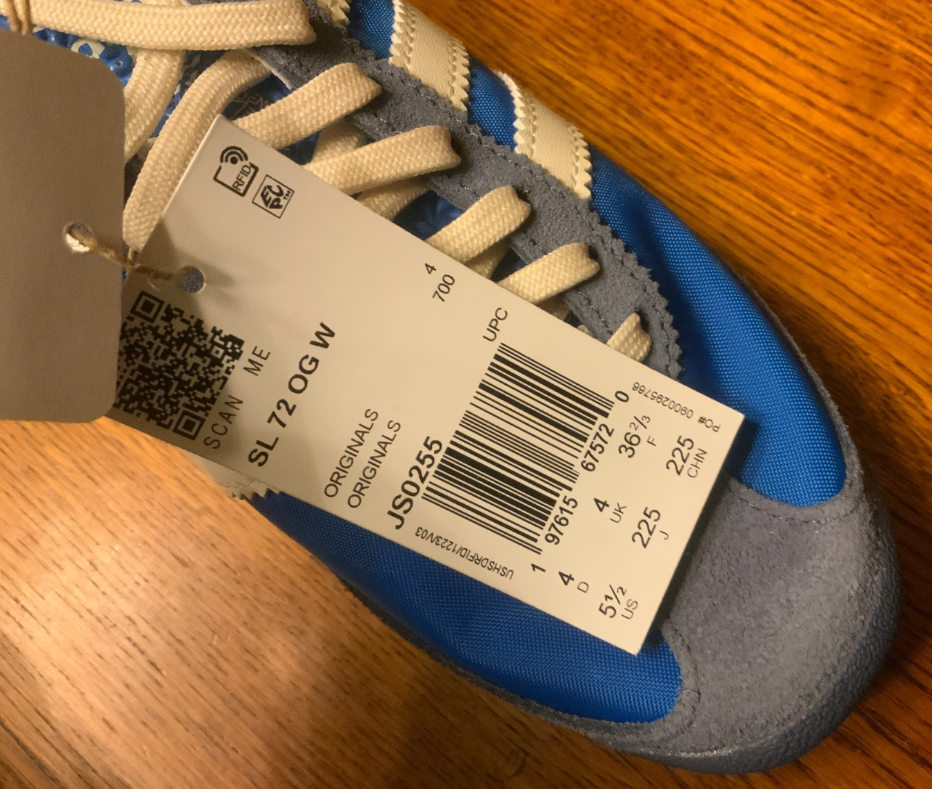 Adidas Women’s SL 72 OG, Style# JS0255, Sz 5.5, Blue Bird/Off White/Preloved Ink