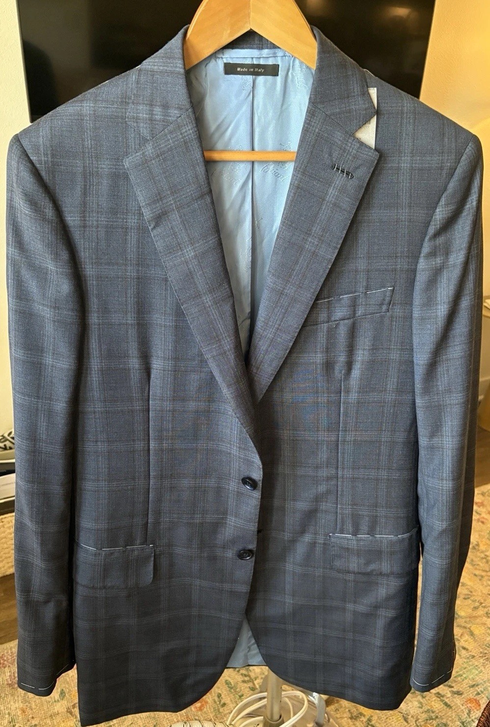 Brioni Men’s Blue/Gray Plaid 2-Button Blazer 48L EU 38L US – Unworn/New