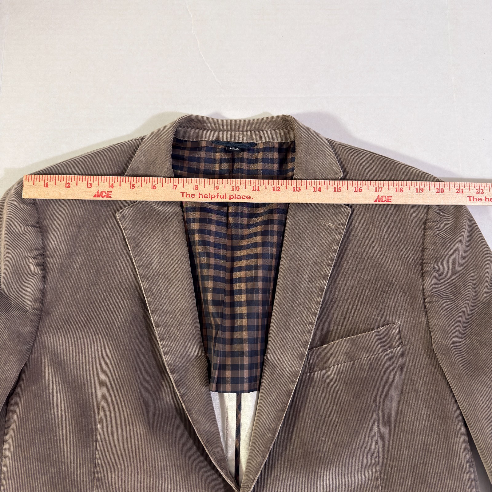 Haspel Corduroy Blazer Mens 46R Brown 2 Button Sport Cotton Half Lined *READ