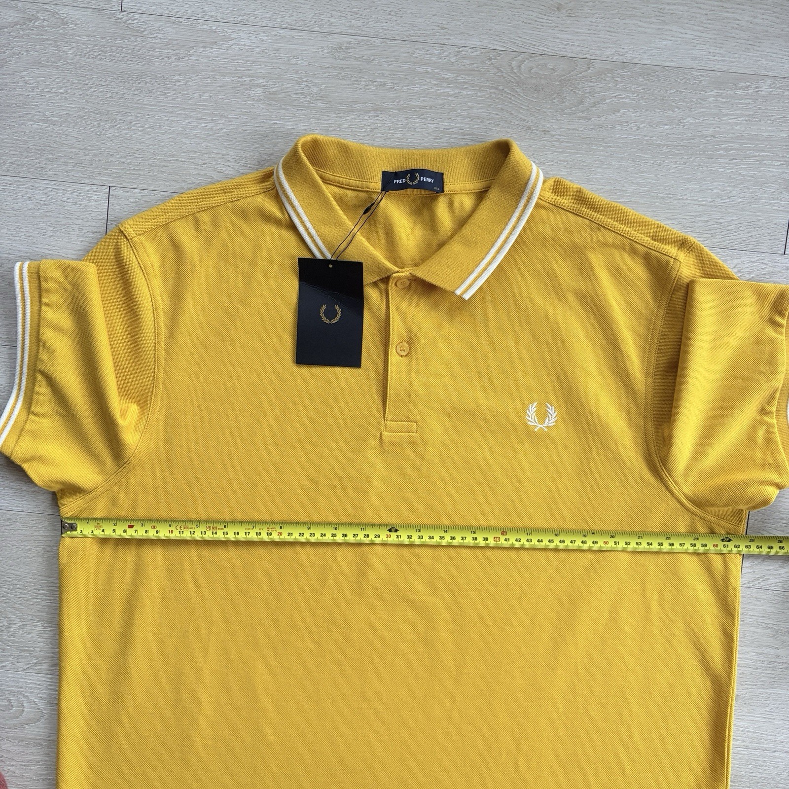 BNWT Fred Perry M3600 Short Sleeve Twin Tipped Polo Shirt Yellow Mens Size 2XL